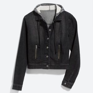 Tinsel Candice Knit Hood Denim Jacket in black - L - great condition!